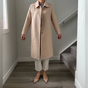 80% Cashmere 20% Wool Long Coat Ivory Double Face Minimalist Coat